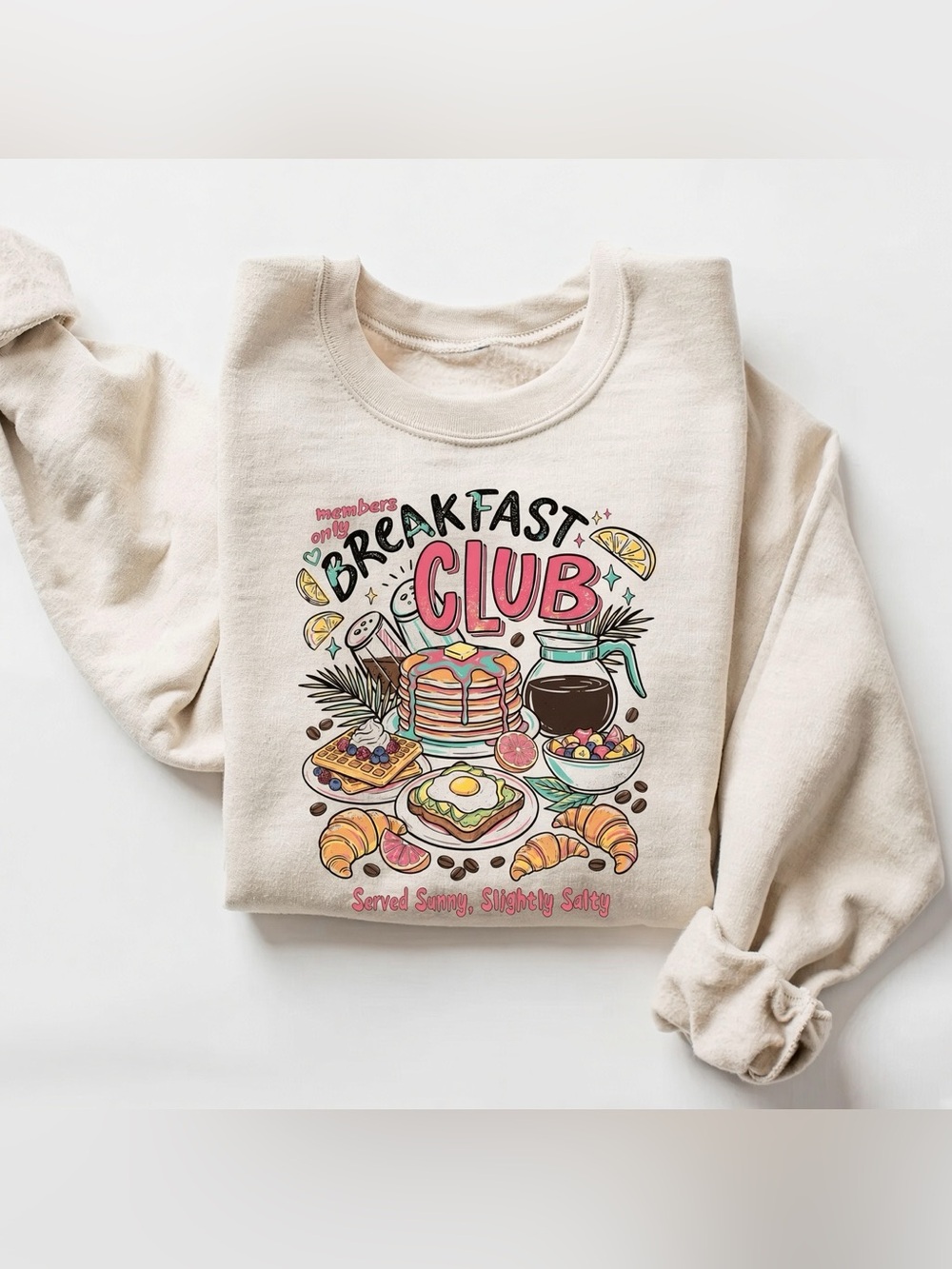 Breakfast Club Graphic Sweatshirt, Vintage Pancakes Coffee Tee,Food Lover Sweat